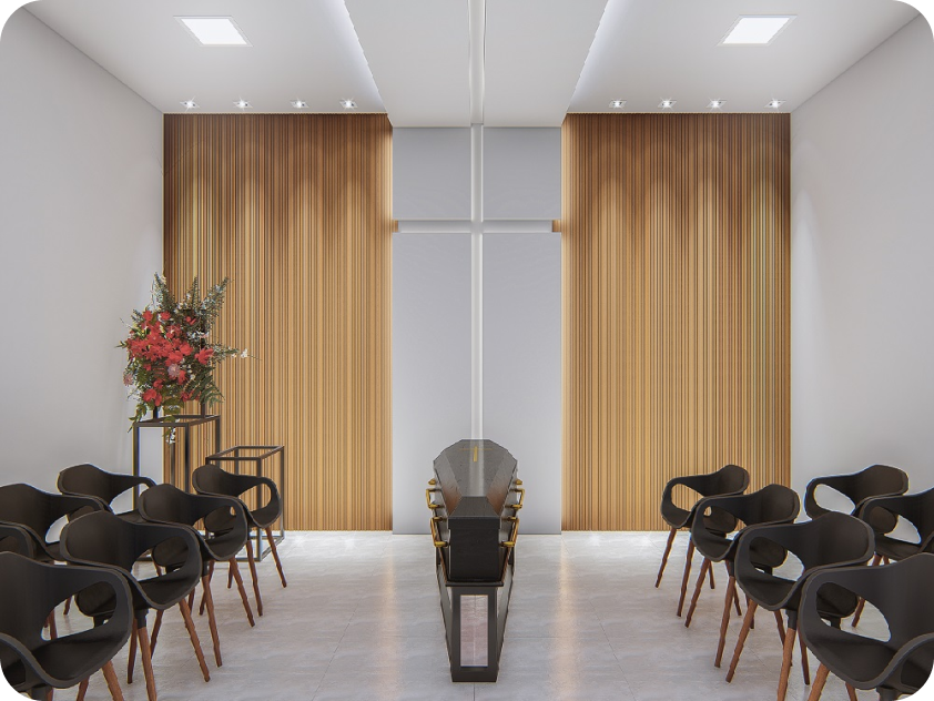 Sala de velório moderna e climatizada do Plano Vida
